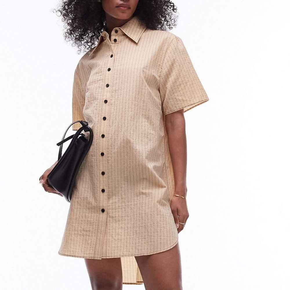 Topshop Beige Striped Mini Dress